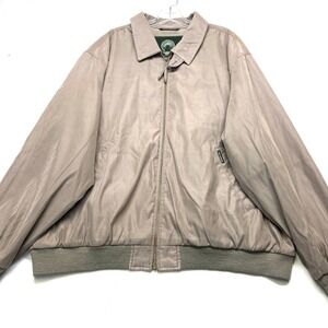 Weatherproof Bomber Jacket Mens 2XL Beige Nylon Windbreaker Casual Full Zip